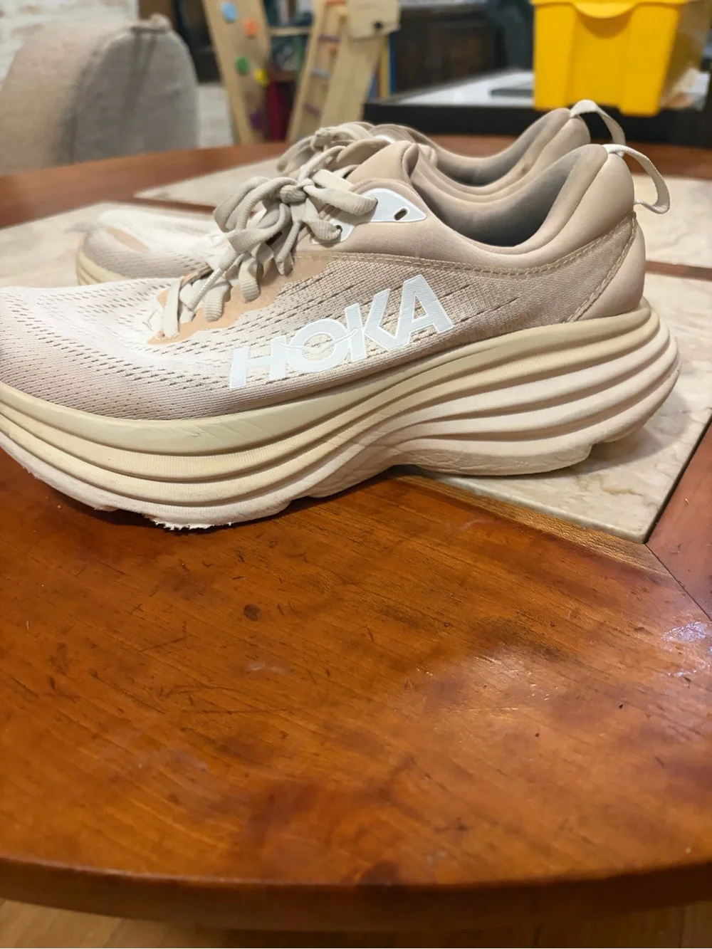 Hoka Bondi 8 Beige/Cream Neutral Running Sneakers